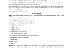 Quyết định 03/2005/QĐ-UB Lập cơ quan chuyên môn quận Bình Thủy