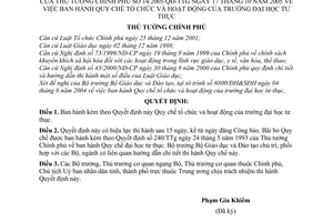 Quyết định 14/2005/QĐ-TTg Quy chế tổ chức hoạt động trường đại học tư thục