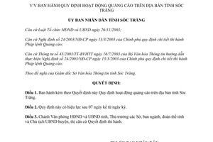 Quyết định 02/2005/QĐ.UBNDT hoạt động quảng cáo Sóc Trăng