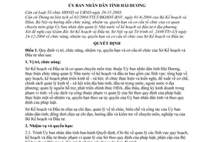 Quyết định 172/2005/QĐ-UBND  chức năng, nhiệm vụ, quyền hạn cơ cấu tổ chức Sở Kế hoạch Đầu tư