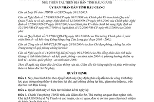 Quyết định 05/2005/QĐ-UB phân cấp đầu tư các công trình thủy lợi giao thông nông thôn Hậu Giang