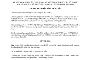 Quyết định 03/2005/QĐ-UB quy định chức danh mức phụ cấp cho cán bộ không chuyên Hưng Yên