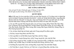 Quyết định 15/2005/QĐ-TTg bổ sung xã đặc biệt khó khăn thuộc Chương trình phát triển KTXH xã đặc biệt khó khăn đồng bào dân tộc miền núi sâu xa