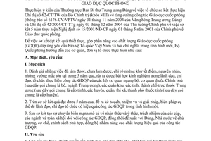 Thông tư 351/TT-BQP hướng dẫn thực hiện Chỉ thị 42/2004/CT-TTg về GDQP