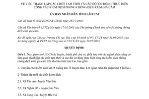 Quyết định 26/QĐ-UBND năm 2005 chốt đội cơ động kiểm dịch phòng chống dịch cúm gia cầm