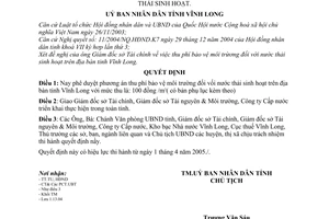 Quyết định 136/2005/QĐ-UB  phương án thu phí bảo vệ môi trường nước thải sinh hoạt