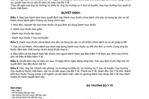 Quyết định 03/2005/QĐ-BYT Danh mục thuốc chữa bệnh chủ yếu sử dụng tại cơ sở khám chữa bệnh