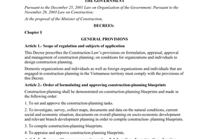Decree No. 08/2005/ND-CP on construction plannings