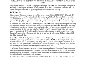 Chỉ thị 03/2005/CT-UB xây dựng kế hoạch phát triển kinh tế-xã hội thành phố 5 năm 2006-2010