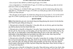 Quyết định 299/2005/QĐ-UB giá cước vận chuyển hàng hoá bằng phương tiện vận tải