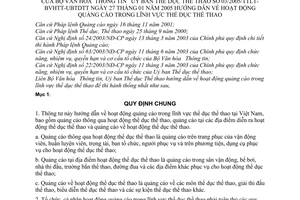 Thông tư liên tịch 03/2005/TTLT-BVHTT-UBTDTT hướng dẫn hoạt động quảng cáo trong lĩnh vực thể dục thể thao