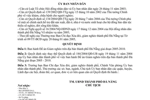 Quyết định 41/2005/QĐ-UBND Đề án Giảm nghèo trên địa bàn thành phố Đà Nẵng