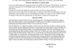 Nghị quyết 746/2005/NQ-UBTVQH11 khiếu nại các hành vi thương mại để giải thích Luật thương mại