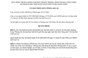 Quyết định 41/2005/QĐ-UBND Phong trào thi đua thu nộp ngân sách nhà nước hàng năm Lào Cai