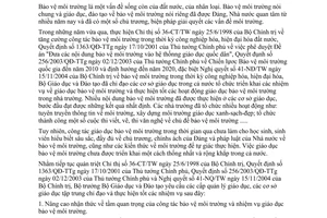 Chỉ thị 02/2005/CT-BGDĐT tăng cường công tác giáo dục bảo vệ môi trường