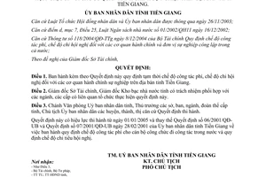 Quyết định 04/2005/QĐ-UB công tác phí chế độ chi hội nghị cơ quan hành chính sự nghiệp Tiền Giang