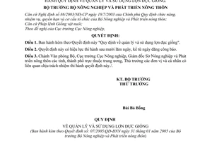 Quyết định 07/2005/QĐ-BNN quản lý sử dụng lợn đực giống
