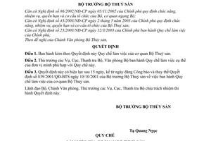 Quyết định 03/2005/QĐ-BTS quy chế làm việc cơ quan Bộ Thủy sản