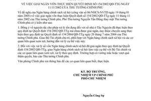 Công văn 717/VPCP-NN giải ngân vốn thực hiện QĐ 154/2002/QĐ-TTg