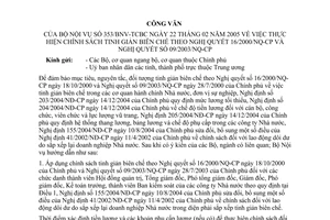 Công văn 353/BNV-TCBC thực hiện chính sách tinh giảm biên chế theo NQ 16/2000/NQ-CP