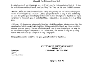 Công văn 652/TCHQ-GSQL thủ tục hải quan cho hàng hóa xuất khẩu qua Đồng Văn