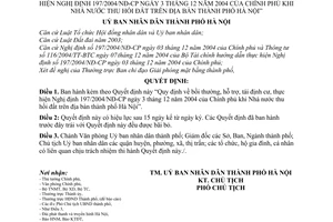 Quyết định 26/2005/QĐ-UB bồi thường, hỗ trợ, tái định cư