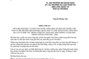 Thỏa thuận hợp tác trong giáo dục phổ thông đại học trong những năm 2005 - 2008 Việt Nam Ba Lan