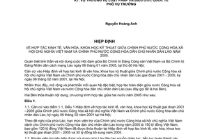 Hiệp định hợp tác kinh tế, văn hóa, khoa học kỹ thuật giữa Việt Nam Lào 2005