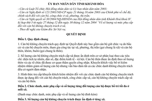 Quyết định 16/2005/QĐ-UB số lượng mức phụ cấp cán bộ không chuyên trách
