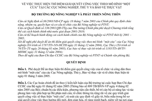 Quyết định 351QĐ/BNN-VP thí điểm giải quyết công việc theo mô hình “một cửa” tại Cục nông nghiệp, thú y bảo vệ thực vật