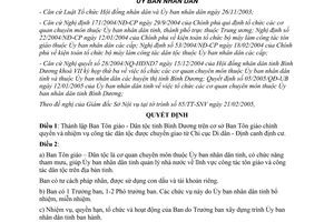 Quyết định 29/2005/QĐ-UB thành lập Ban Tôn giáo Dân tộc tỉnh Bình Dương