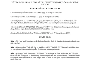 Quyết định 68/2005/QĐ-UB thu tiền sử dụng đất Lào Cai
