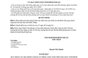 Quyết định 13/2005/QĐ-UBBT địa điểm cấm quay phim, chụp ảnh