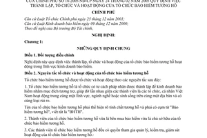 Nghị định 18/2005/NĐ-CP thành lập, tổ chức hoạt động tổ chức bảo hiểm tương hỗ