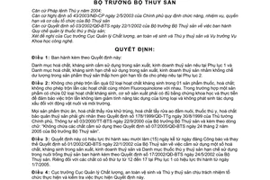 Quyết định 07/2005/QĐ-BTS danh mục hóa chất, kháng sinh cấm hạn chế sử dụng trong sản xuất, kinh doanh Thủy sản