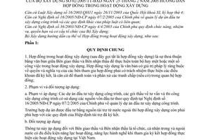 Thông tư 02/2005/TT-BXDhướng dẫn hợp đồng hoạt động xây dựng