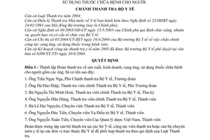 Quyết định 95/QĐ-TTr thành lập Đoàn thanh tra về sản xuất  kinh doanh cung ứng sử dụng thuốc chữa bệnh cho người