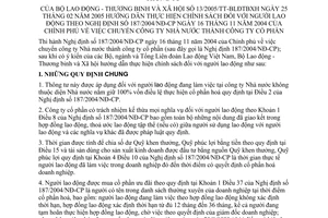 Thông tư 13/2005/TT-BLĐTBXH hướng dẫn chính sách người lao động theo Nghị định 187/2004/NĐ-CP