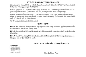 Quyết định 10/2005/QĐ-UBND chức năng quyền hạn cơ cấu tổ chức Sở Nội vụ Quảng Nam