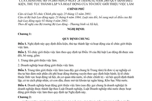 Nghị định 19/2005/NĐ-CP điều kiện, thủ tục thành lập hoạt động tổ chức giới thiệu việc làm
