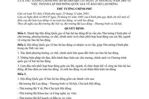 Quyết định 40/2005/QĐ-TTg thành lập Hội đồng Quốc gia  bảo hộ lao động
