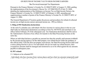 Official Dispatch No. 477 TCT/TNCN on refund of income tax to high-income earner