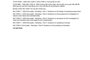 Tiêu chuẩn Việt Nam TCVN 7538-3:2005 (ISO 10381-3 : 2001) về Chất lượng đất - Lấy mẫu - Phần 3: Hướng dẫn an toàn do Bộ Khoa học và Công nghệ ban hành