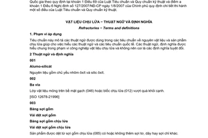 Tiêu chuẩn quốc gia TCVN 7453:2004 (ISO 836 : 1991) về Vật liệu chịu lửa - Thuật ngữ và định nghĩa