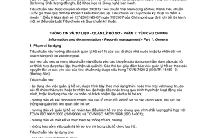 Tiêu chuẩn quốc gia TCVN 7420-1:2004 (ISO 15489-1:2001) về Thông tin và tư liệu - Quản lý hồ sơ - Phần 1: Yêu cầu chung
