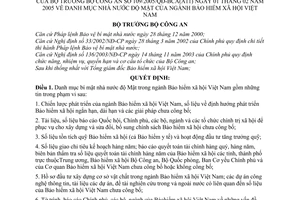 Quyết định 109/2005/QĐ-BCA A11 Danh mục bí mật Nhà nước độ Mật  ngành Bảo hiểm xã hội Việt Nam