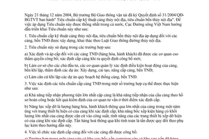 Hướng dẫn64/2005/HD-BGTVTtiêu chuẩn cấp kỹ thuật cảng, bến thủy nội địa