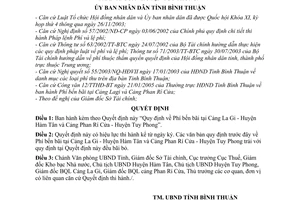 Quyết định 11/2005/QĐ-UBBT quy định về Phí bến bãi tại Cảng La Gi - Huyện Hàm Tân và Cảng Phan Rí Cửa - Huyện Tuy Phong