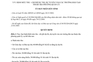 Quyết định 27/2005/QĐ-UBND mức thu chi phí dự thi dự tuyển trường đào tạo địa phương quản lý Bình Phước