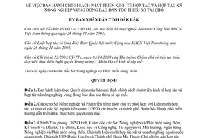 Quyết định 213/QĐ-UBND 2005 chính sách phát triển kinh tế hợp tác hợp tác xã nông nghiệp Đắk Lắk